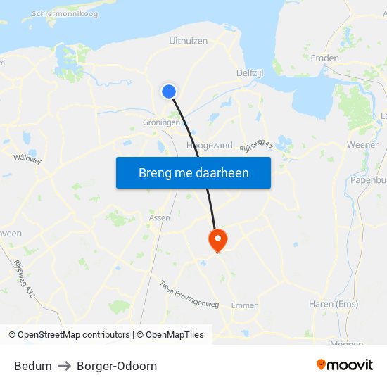 Bedum to Borger-Odoorn map