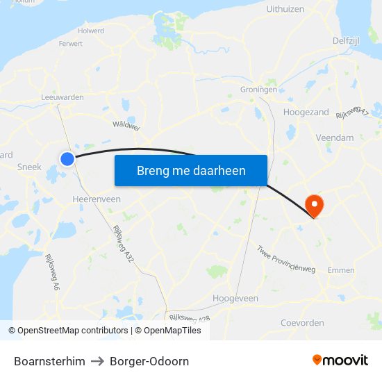 Boarnsterhim to Borger-Odoorn map