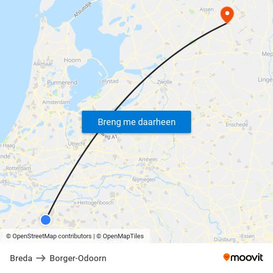 Breda to Borger-Odoorn map