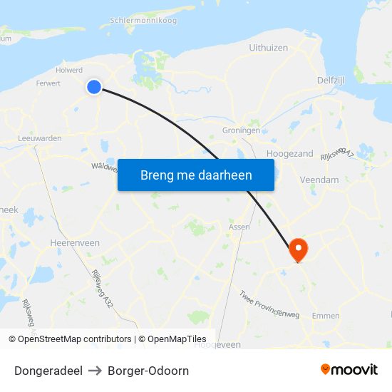 Dongeradeel to Borger-Odoorn map