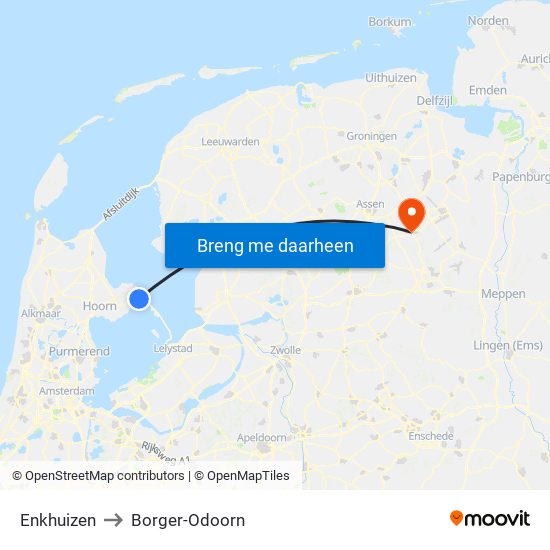 Enkhuizen to Borger-Odoorn map