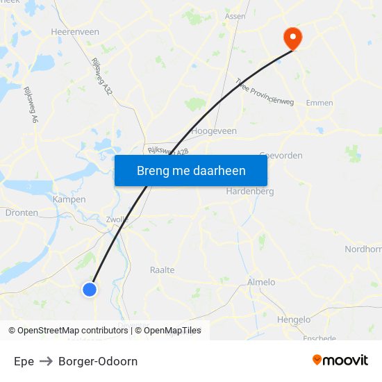 Epe to Borger-Odoorn map