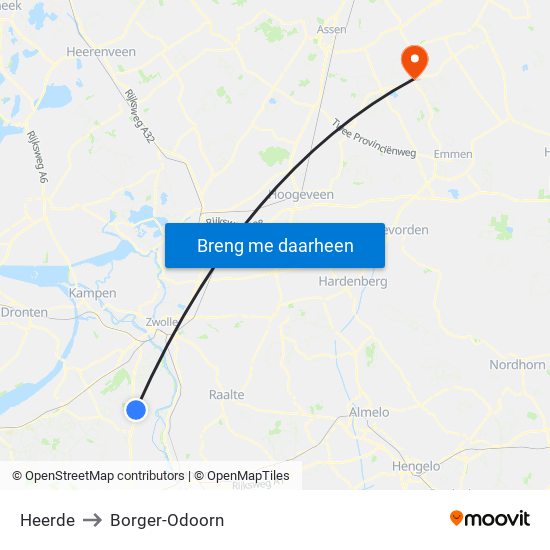 Heerde to Borger-Odoorn map