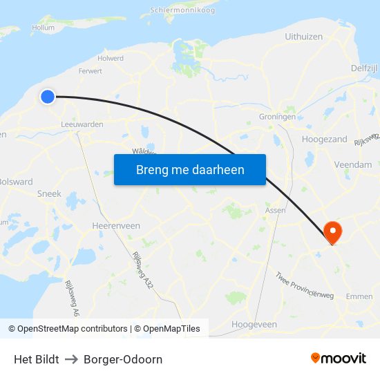 Het Bildt to Borger-Odoorn map