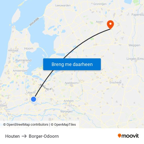 Houten to Borger-Odoorn map