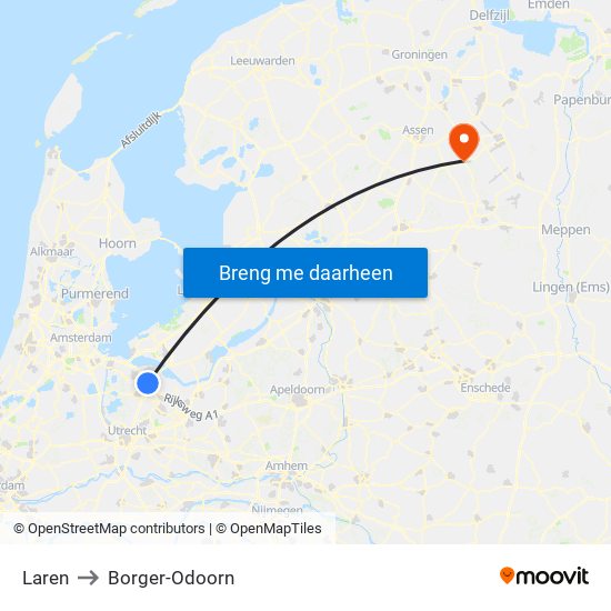 Laren to Borger-Odoorn map