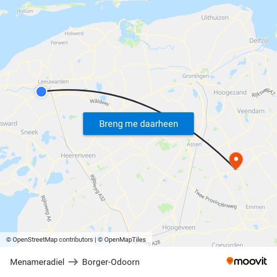 Menameradiel to Borger-Odoorn map