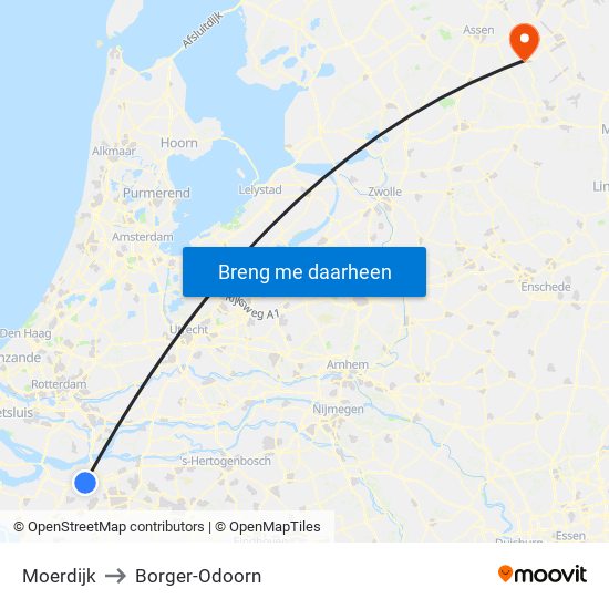 Moerdijk to Borger-Odoorn map