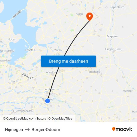 Nijmegen to Borger-Odoorn map