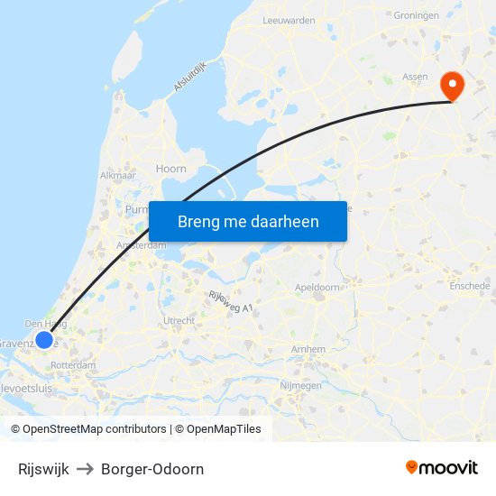 Rijswijk to Borger-Odoorn map