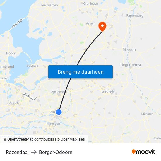 Rozendaal to Borger-Odoorn map