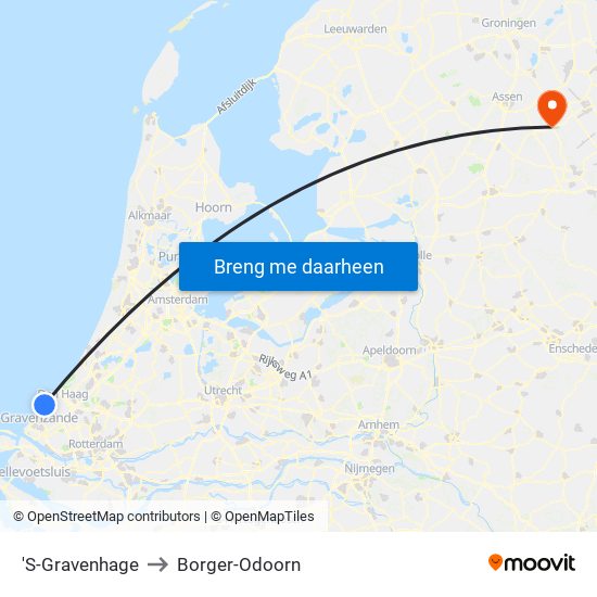 'S-Gravenhage to Borger-Odoorn map