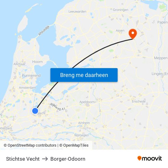 Stichtse Vecht to Borger-Odoorn map