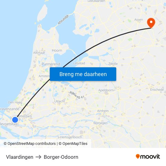 Vlaardingen to Borger-Odoorn map