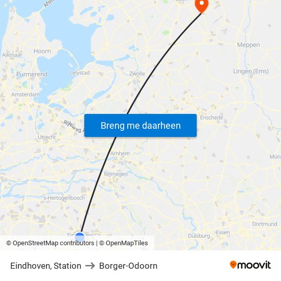 Eindhoven, Station to Borger-Odoorn map