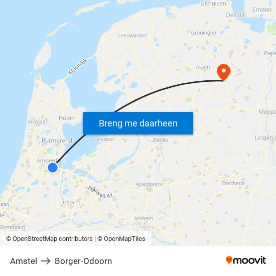 Amstel to Borger-Odoorn map