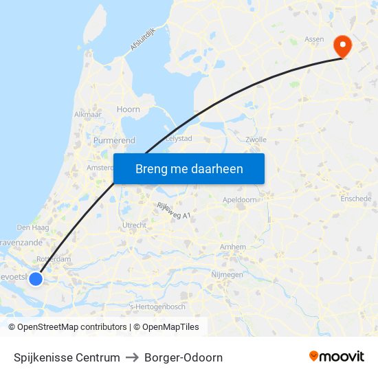 Spijkenisse Centrum to Borger-Odoorn map