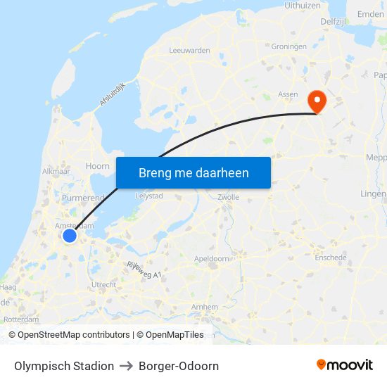 Olympisch Stadion to Borger-Odoorn map