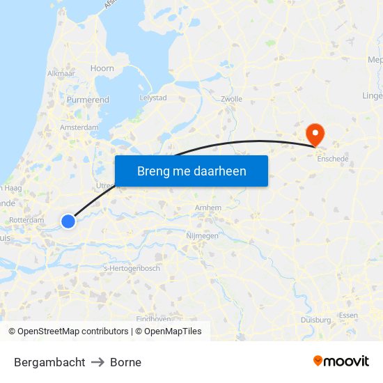 Bergambacht to Borne map