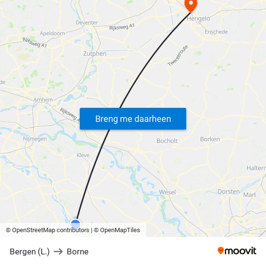 Bergen (L.) to Borne map