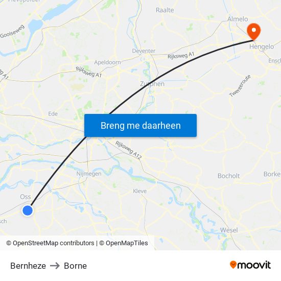 Bernheze to Borne map