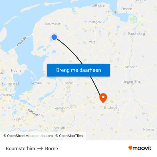 Boarnsterhim to Borne map