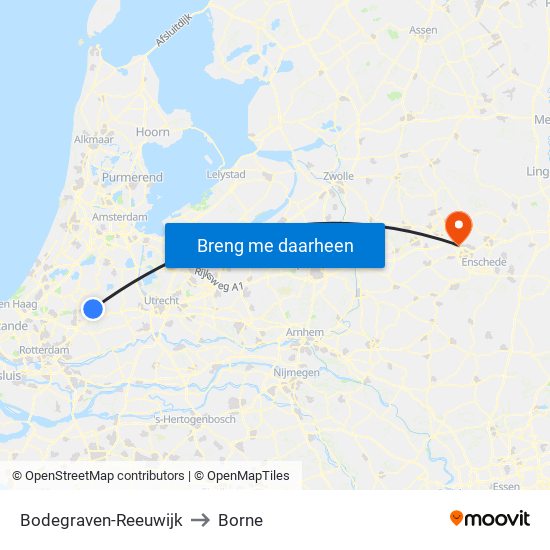 Bodegraven-Reeuwijk to Borne map