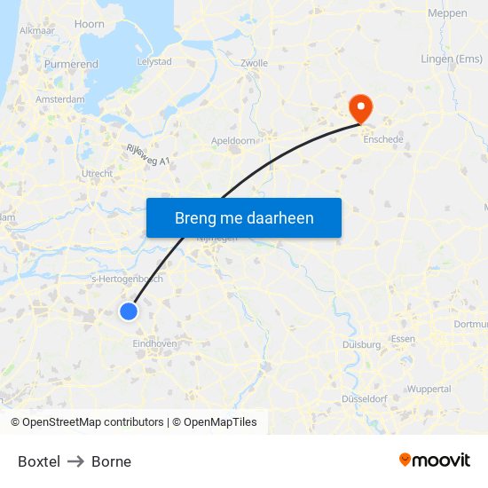 Boxtel to Borne map