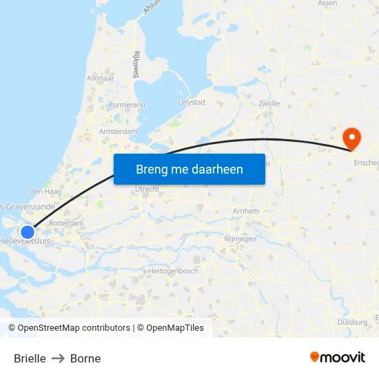 Brielle to Borne map