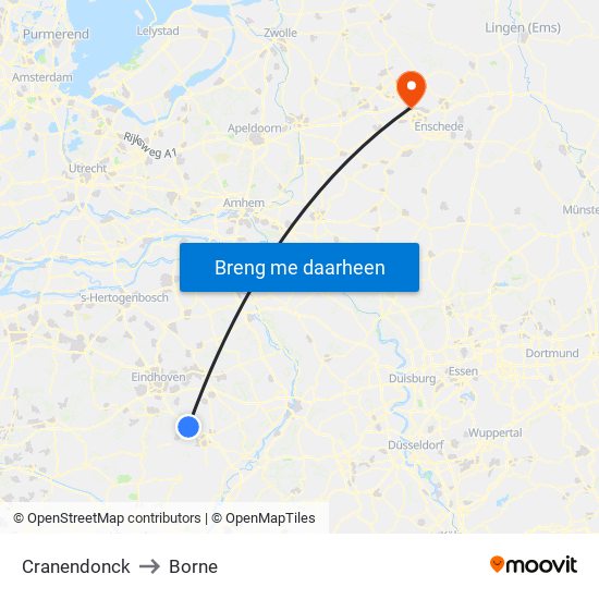 Cranendonck to Borne map