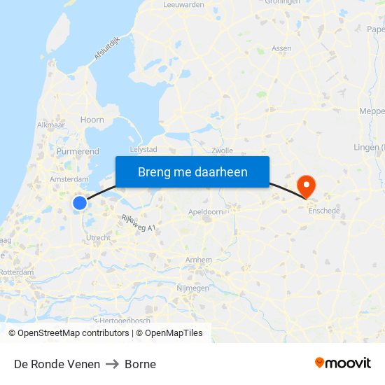 De Ronde Venen to Borne map