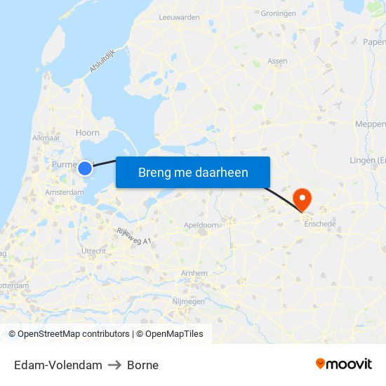 Edam-Volendam to Borne map