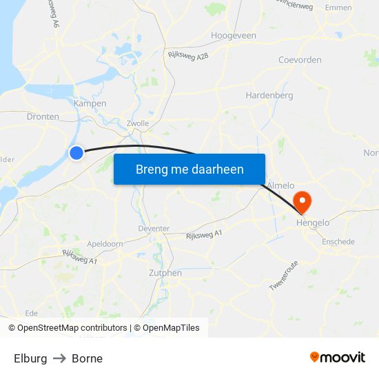 Elburg to Borne map