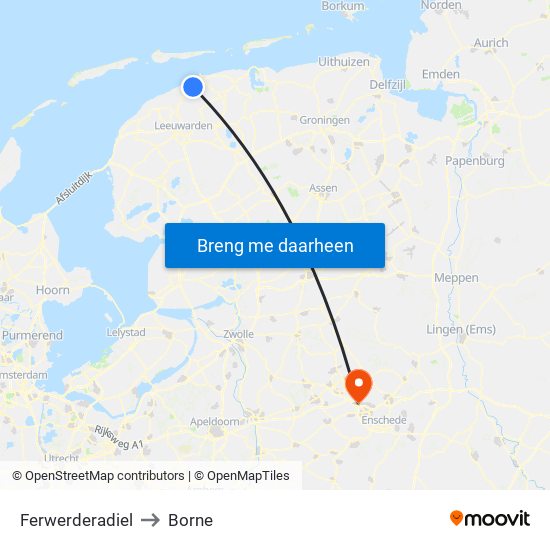 Ferwerderadiel to Borne map