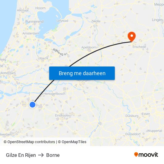 Gilze En Rijen to Borne map