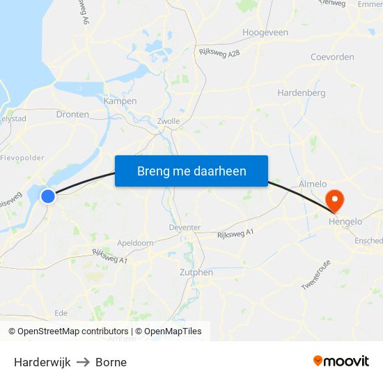 Harderwijk to Borne map