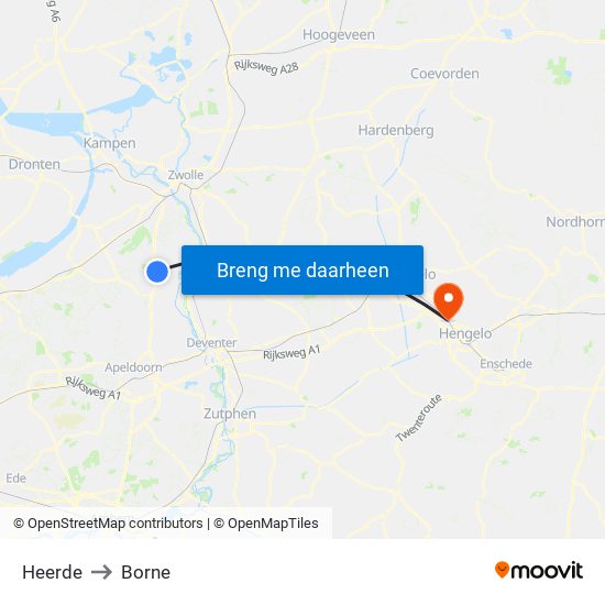 Heerde to Borne map