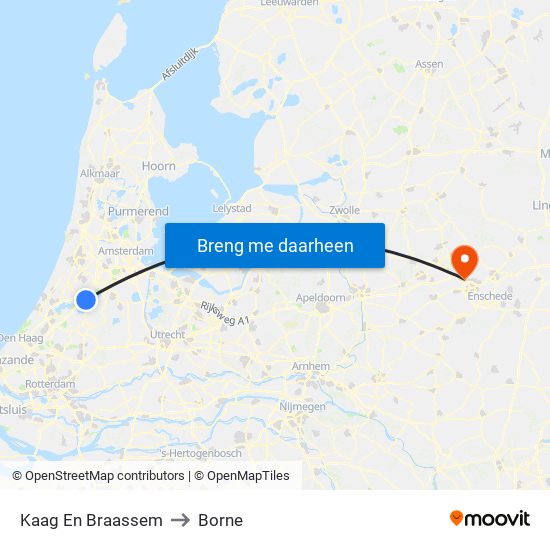 Kaag En Braassem to Borne map