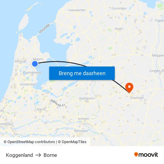 Koggenland to Borne map