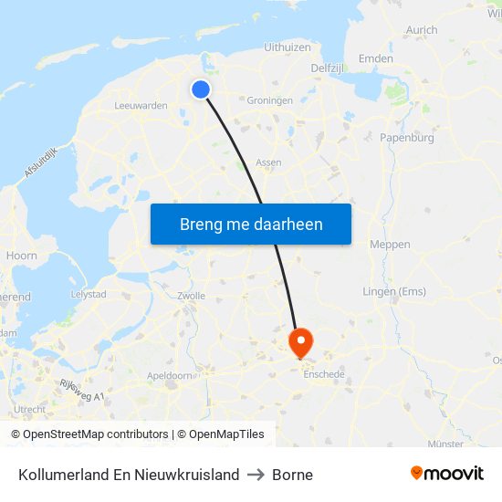 Kollumerland En Nieuwkruisland to Borne map