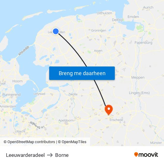 Leeuwarderadeel to Borne map