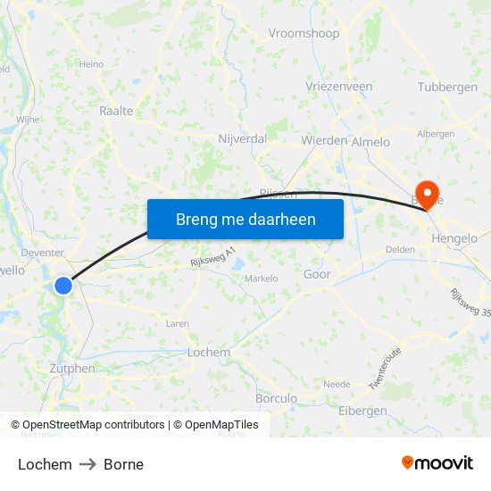 Lochem to Borne map