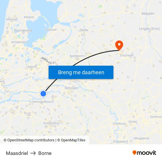 Maasdriel to Borne map