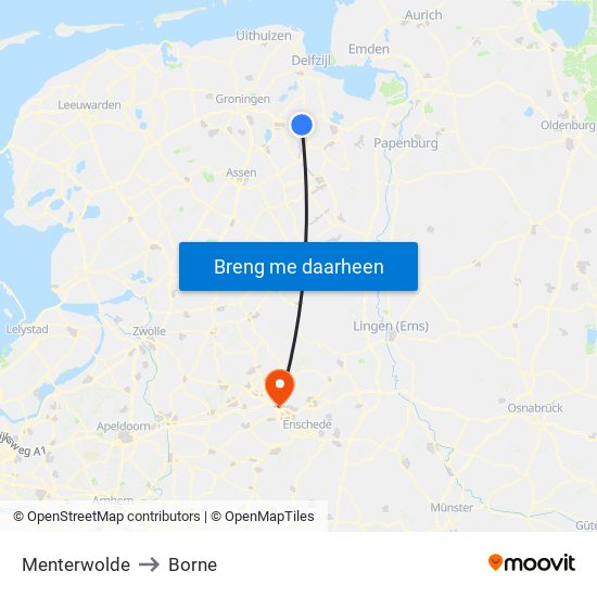 Menterwolde to Borne map