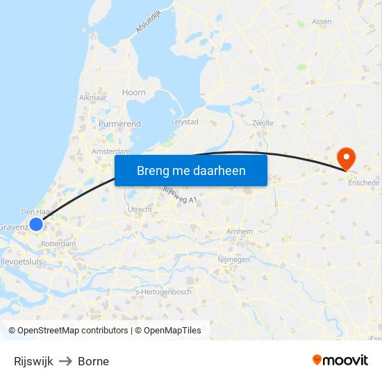 Rijswijk to Borne map