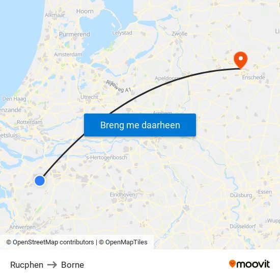 Rucphen to Borne map