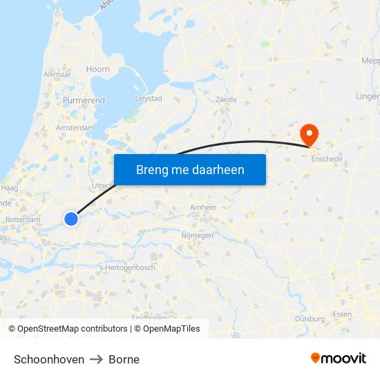 Schoonhoven to Borne map