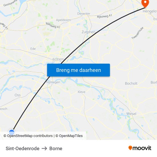 Sint-Oedenrode to Borne map
