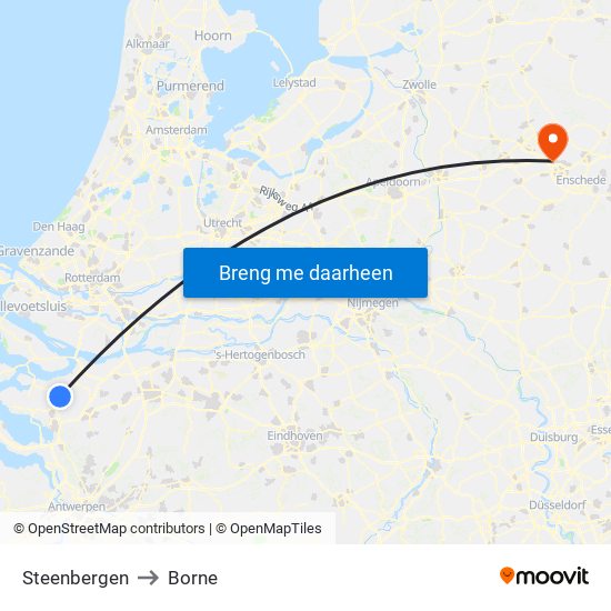 Steenbergen to Borne map