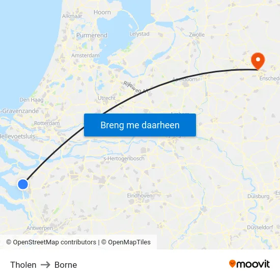 Tholen to Borne map